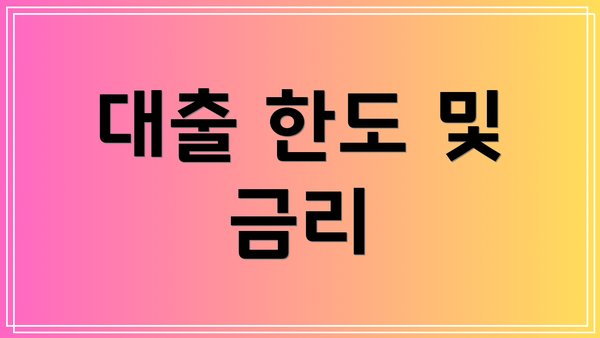 대출 한도 및 금리