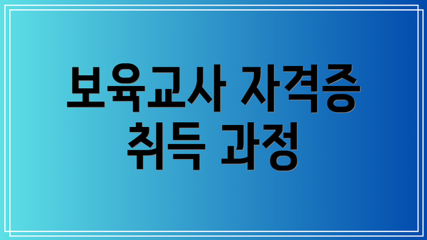 보육교사 자격증 취득 과정