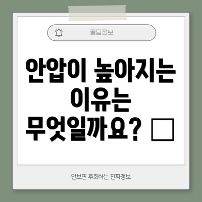 안압이 높아지는 이유는 무엇일까요? 🤔