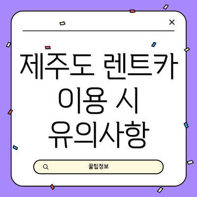 제주도 렌트카 이용 시 유의사항