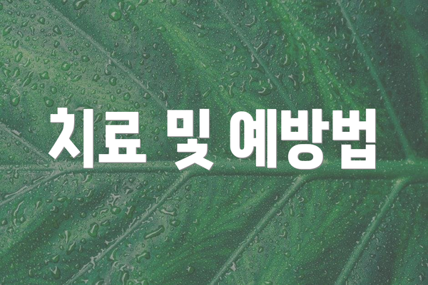 치료 및 예방법