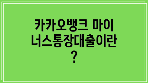 카카오뱅크 마이너스통장대출이란?