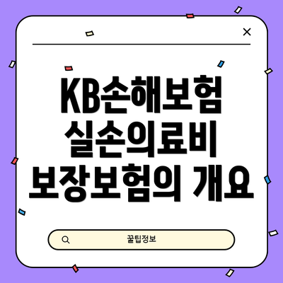 KB손해보험 실손의료비 보장보험의 개요