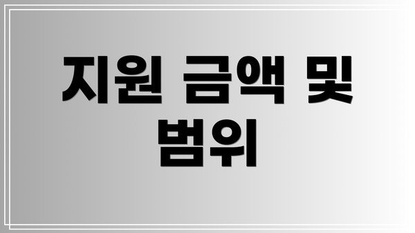 지원 금액 및 범위