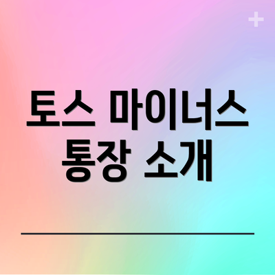 토스 마이너스 통장 소개