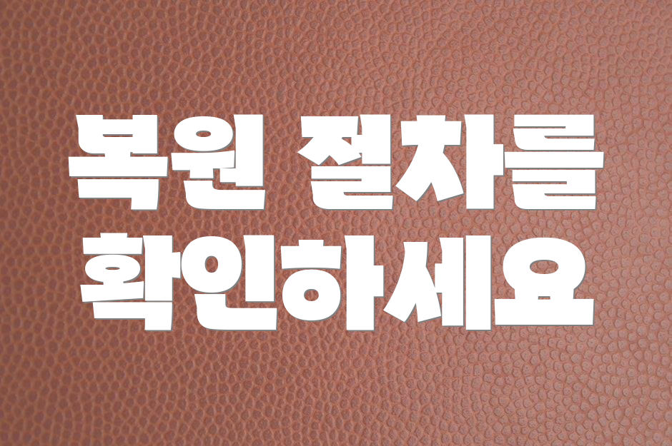 복원 절차를 확인하세요