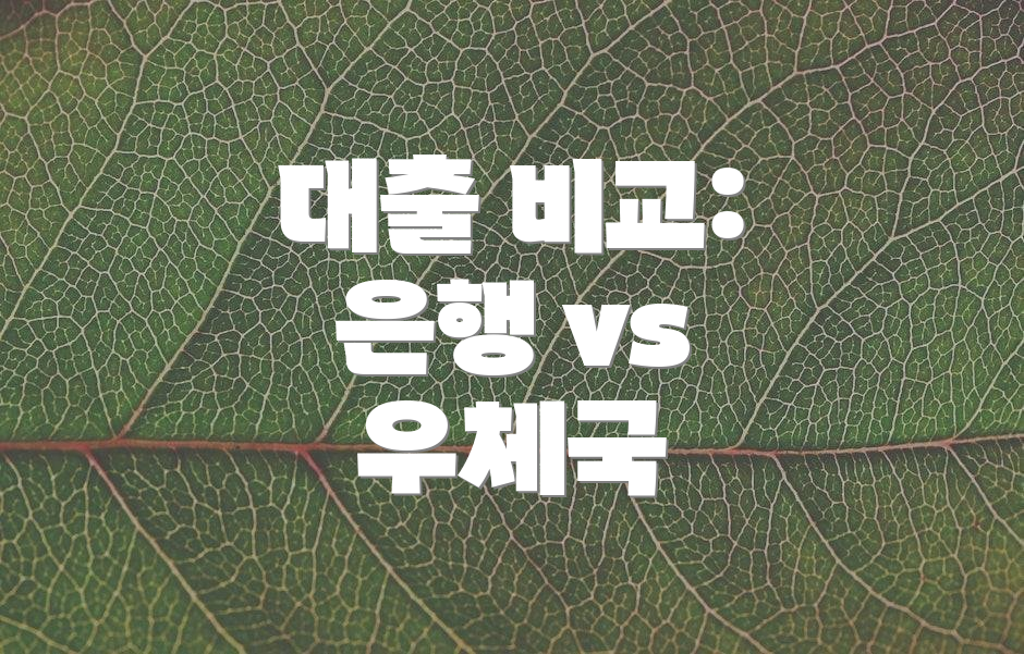 대출 비교: 은행 vs 우체국