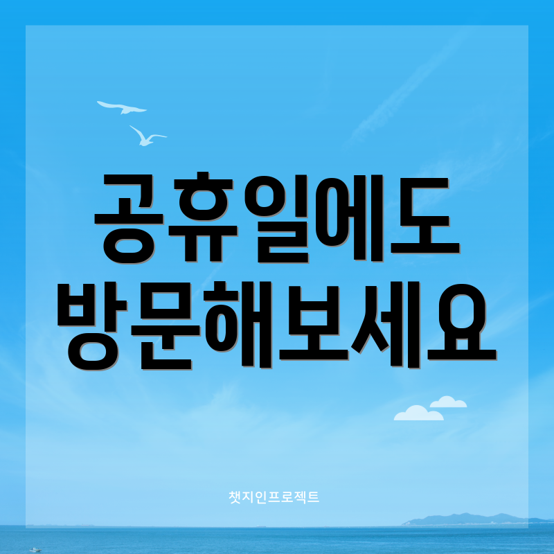 공휴일에도 방문해보세요