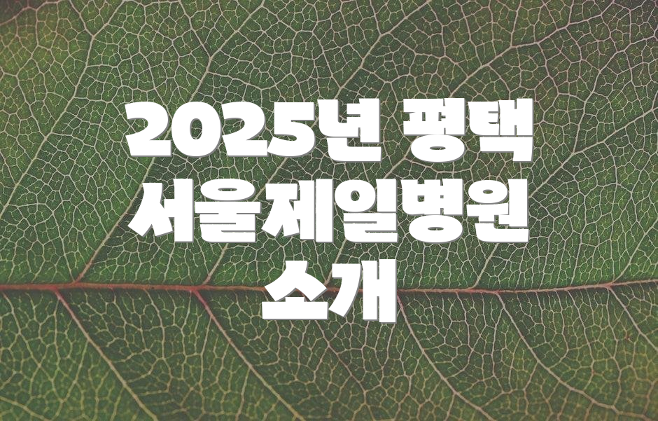 2025년 평택 서울제일병원 소개
