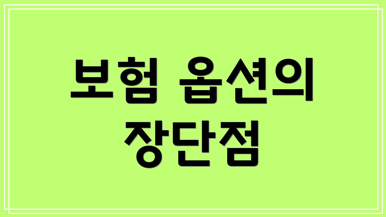 보험 옵션의 장단점
