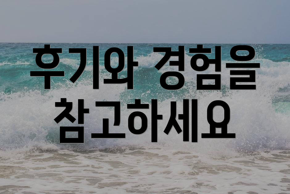 후기와 경험을 참고하세요