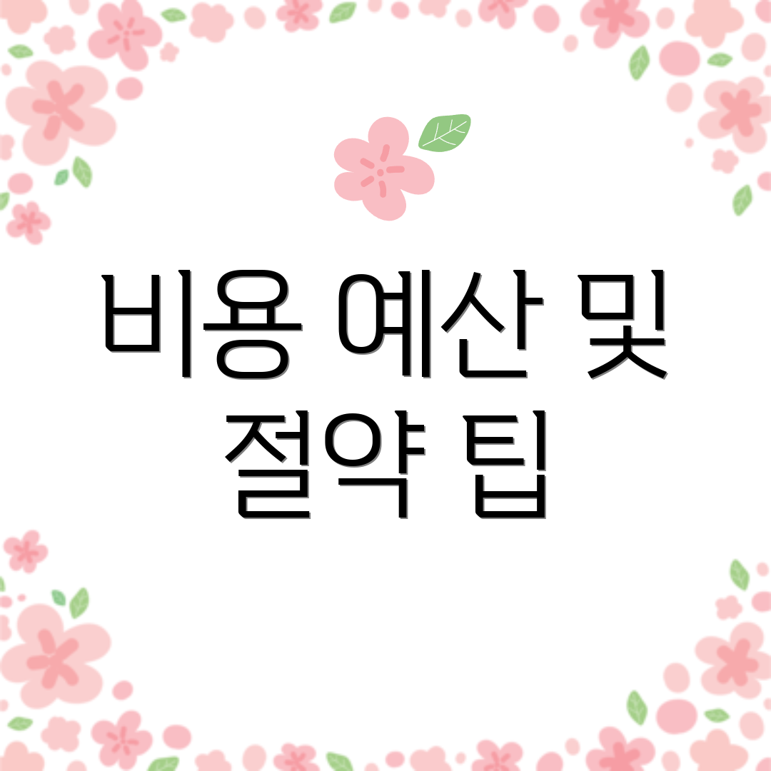 비용 예산 및 절약 팁