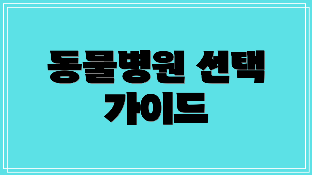 동물병원 선택 가이드