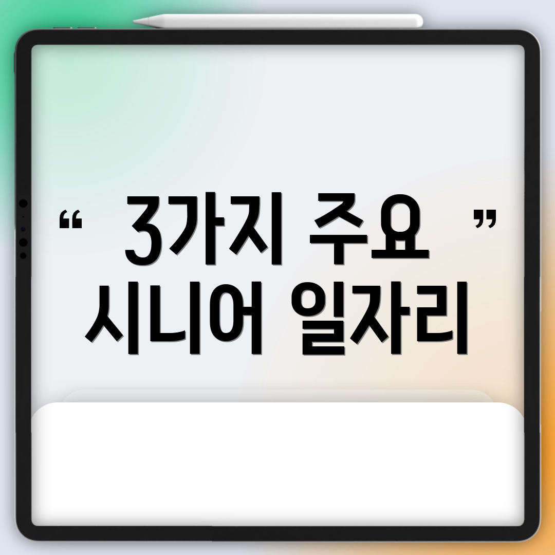 3가지 주요 시니어 일자리