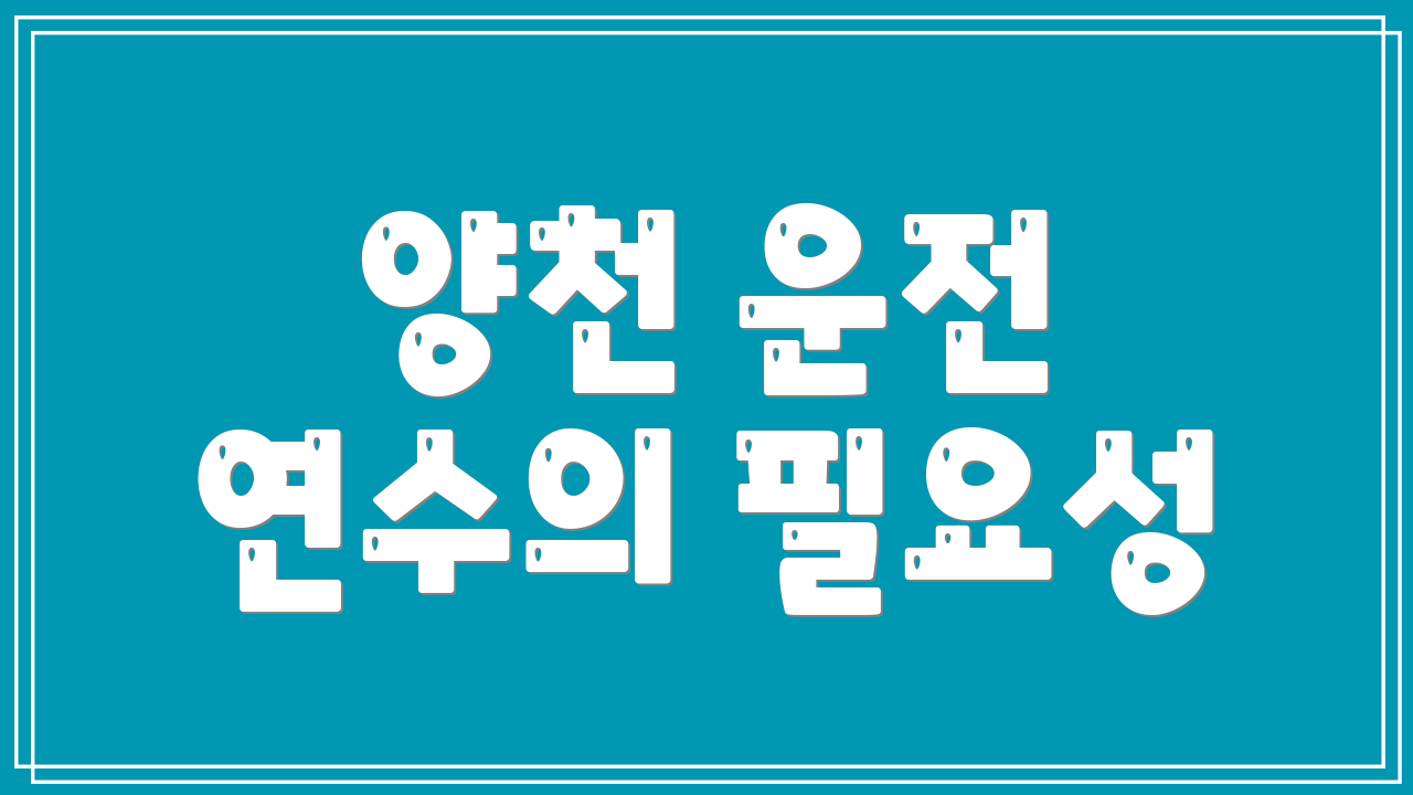 양천 운전 연수의 필요성