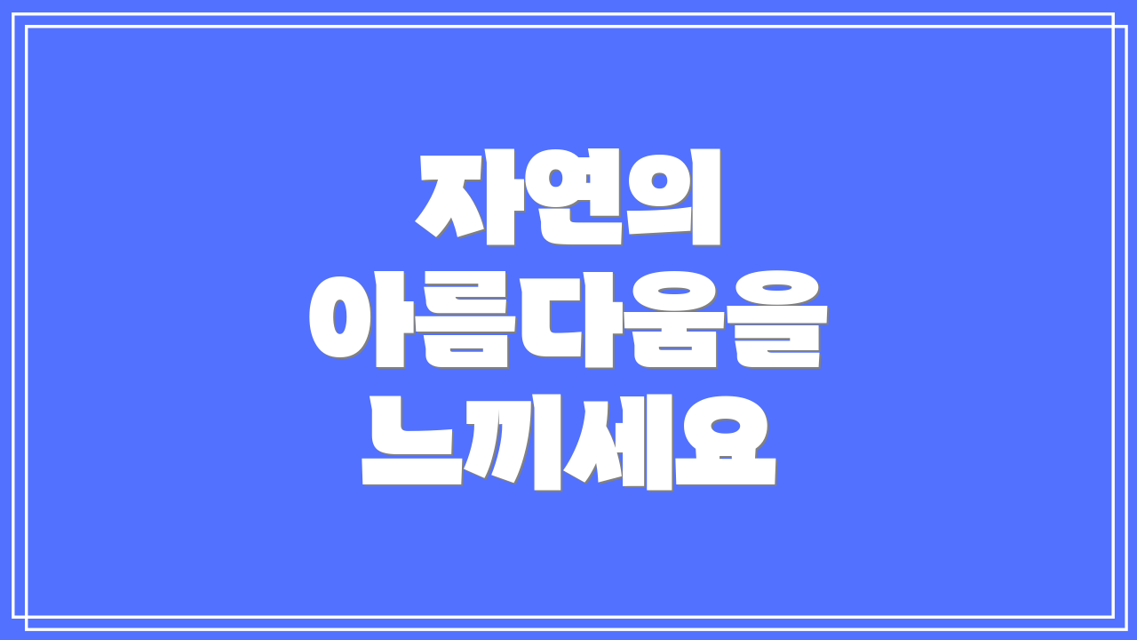 자연의 아름다움을 느끼세요
