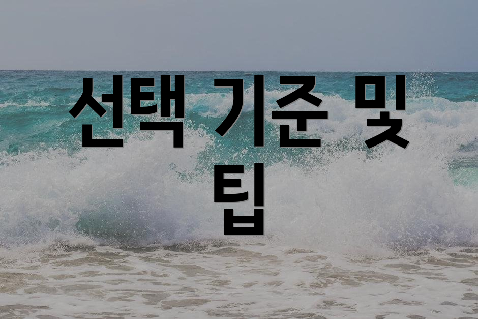 선택 기준 및 팁