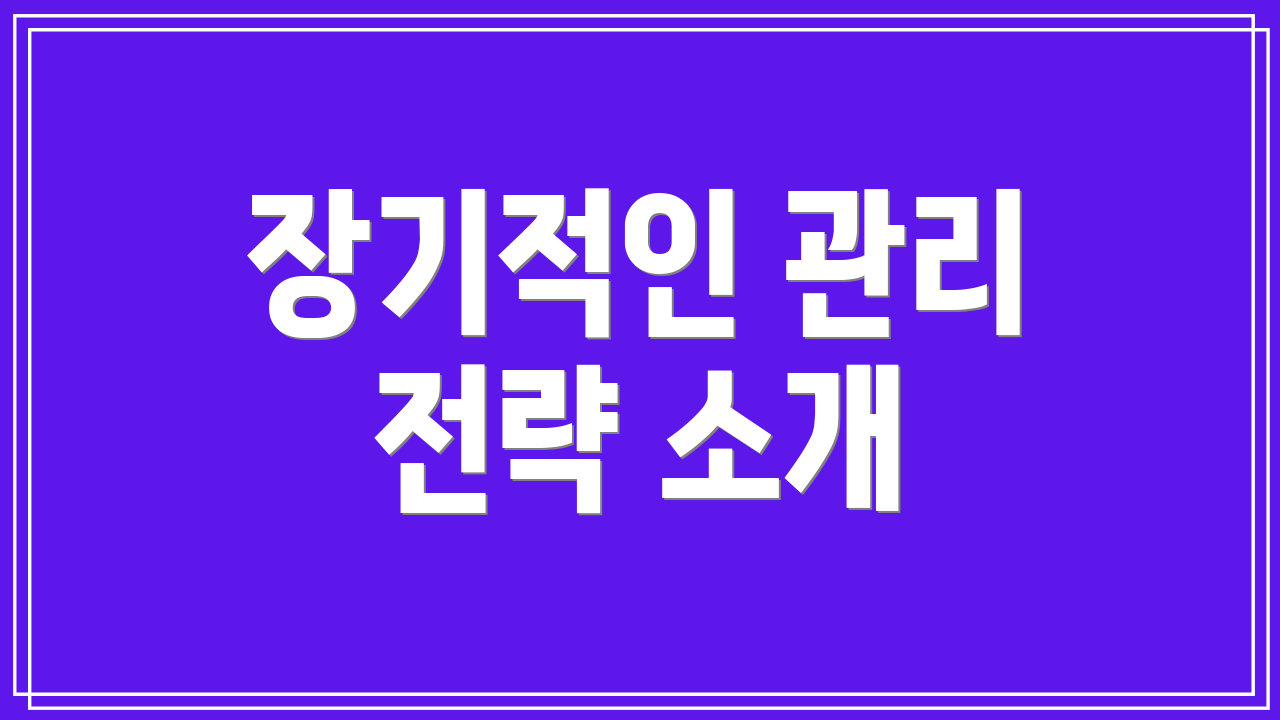 장기적인 관리 전략 소개