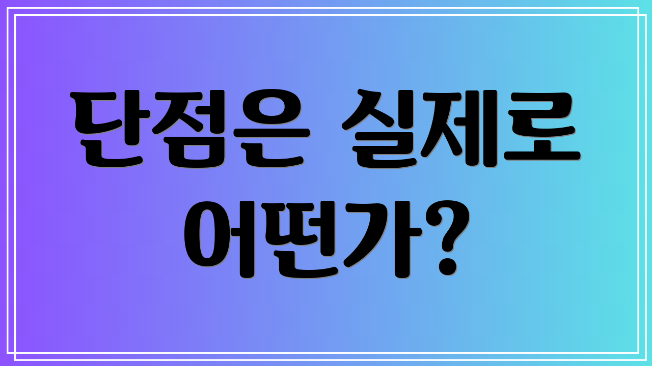 단점은 실제로 어떤가?