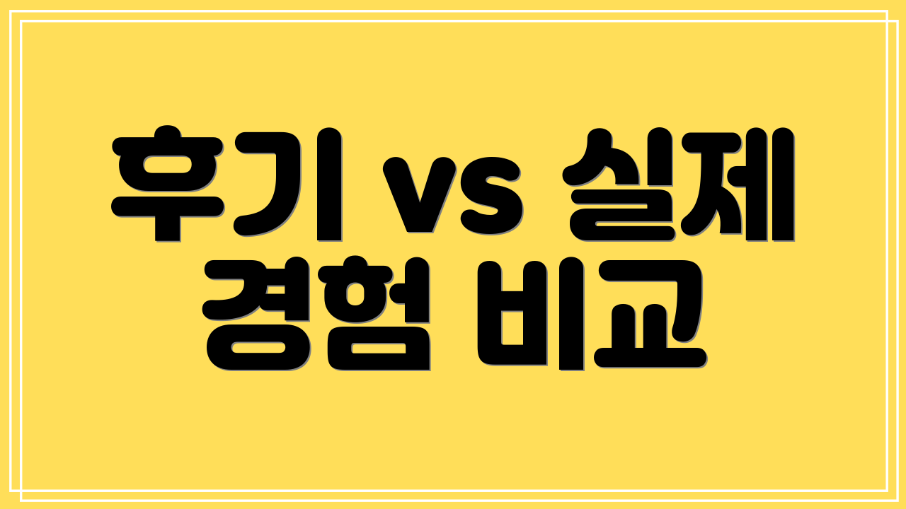 후기 vs 실제 경험 비교