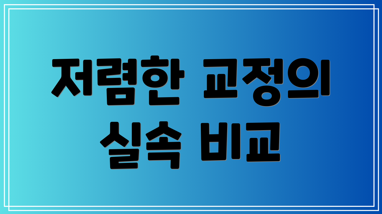 저렴한 교정의 실속 비교