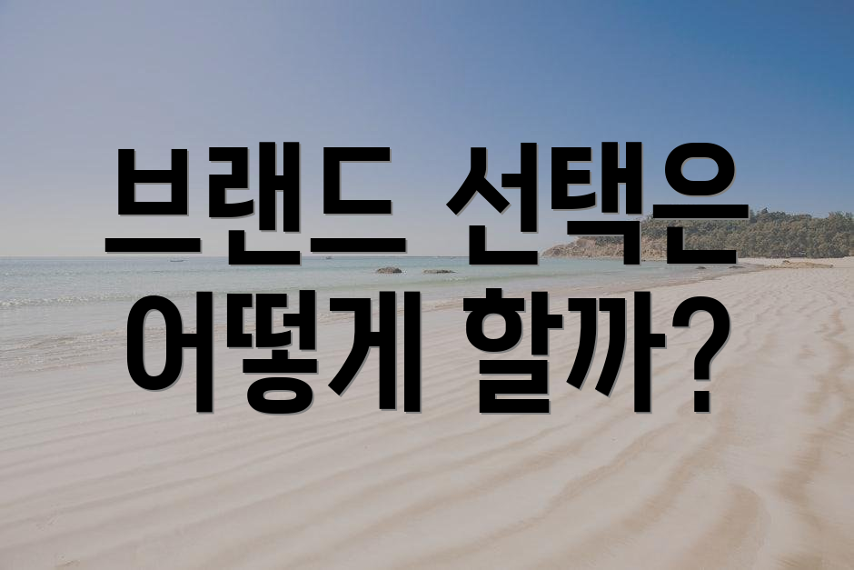 브랜드 선택은 어떻게 할까?