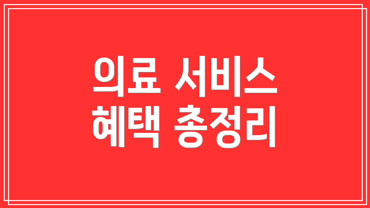 의료 서비스 혜택 총정리