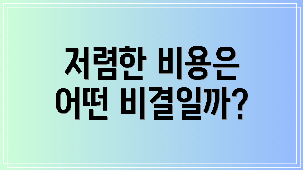 저렴한 비용은 어떤 비결일까?