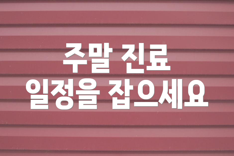 주말 진료 일정을 잡으세요