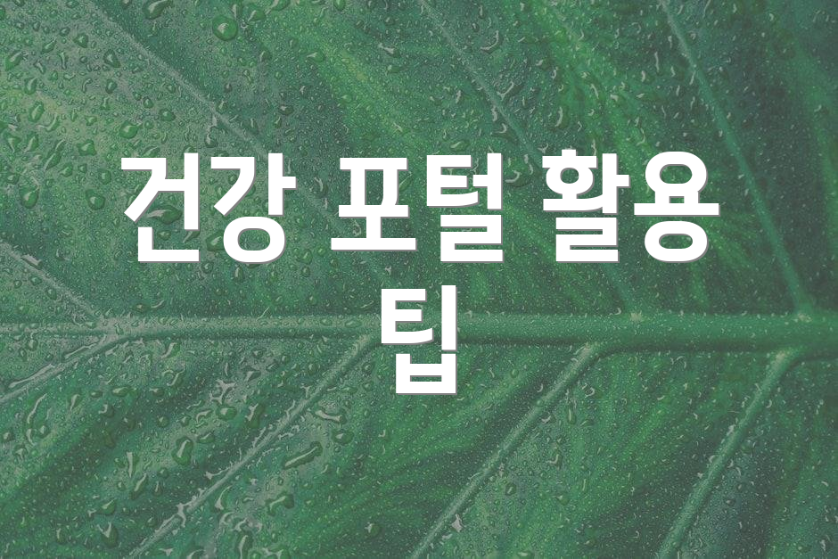 건강 포털 활용 팁