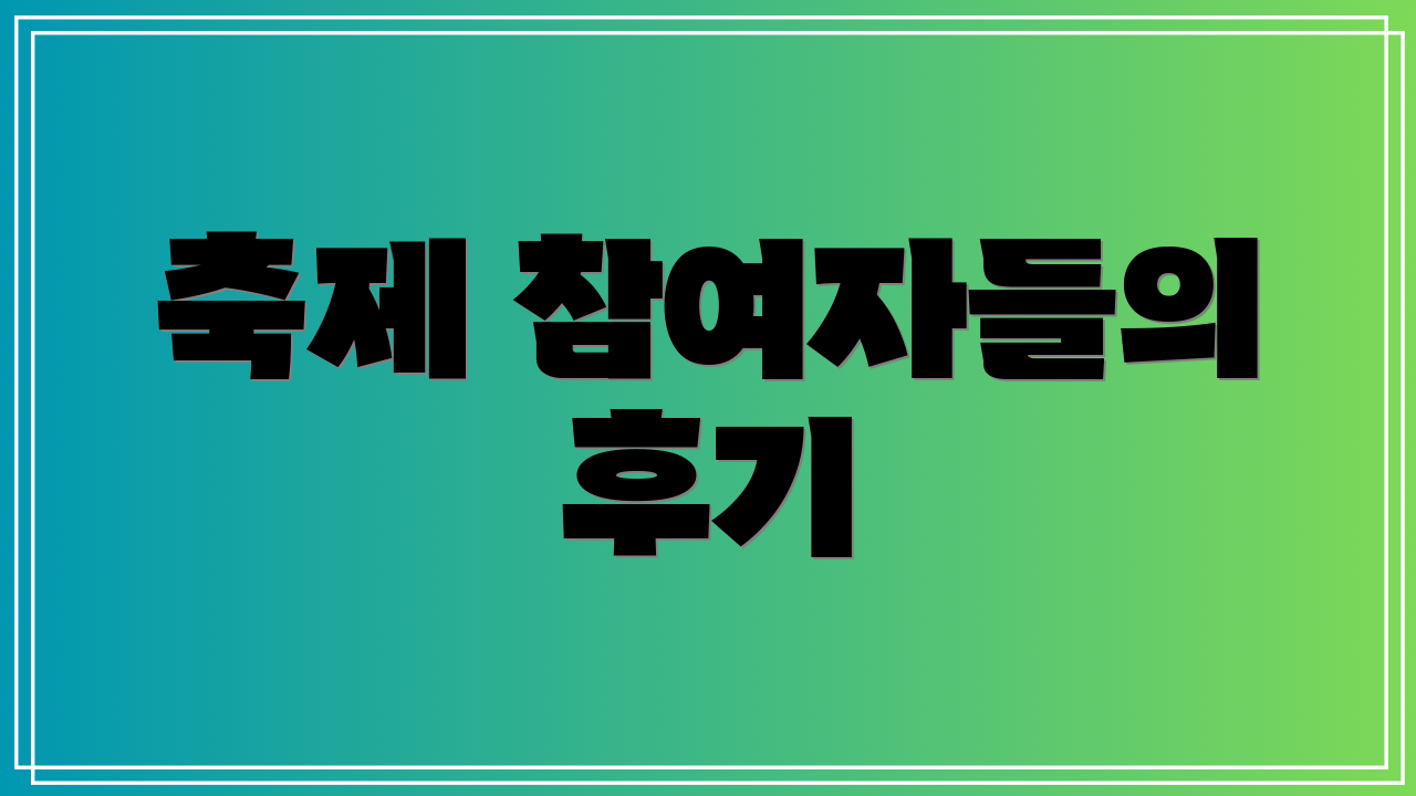 축제 참여자들의 후기