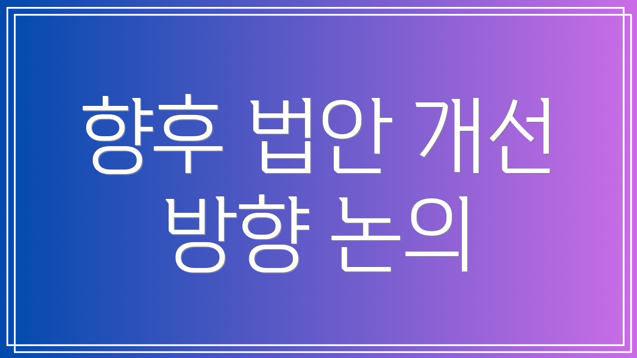 향후 법안 개선 방향 논의
