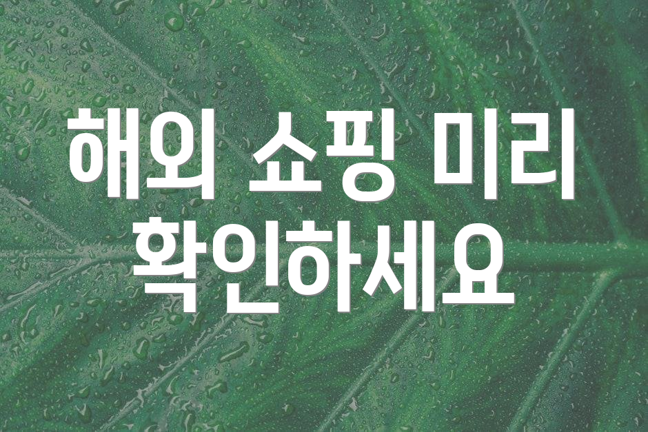 해외 쇼핑 미리 확인하세요