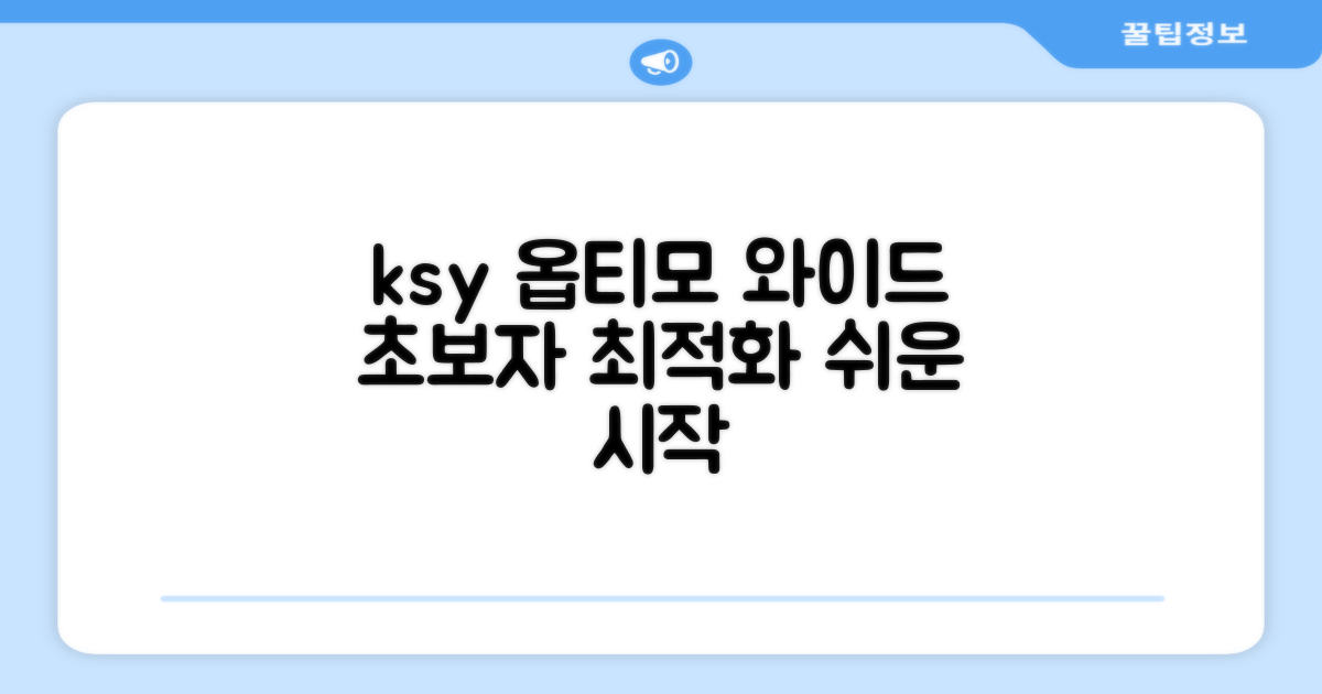 ksy 옵티모 와이드: 초보자 최적화